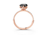 Rose gold Fancy Black Heart Cut Diamond Solitaire Engagement Ring with Pavé Band and Prong Setting_3