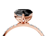 Rose gold Fancy Black Heart Cut Diamond Solitaire Engagement Ring with Pavé Band and Prong Setting_4