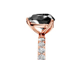Rose gold Fancy Black Heart Cut Diamond Solitaire Engagement Ring with Pavé Band and Prong Setting_5