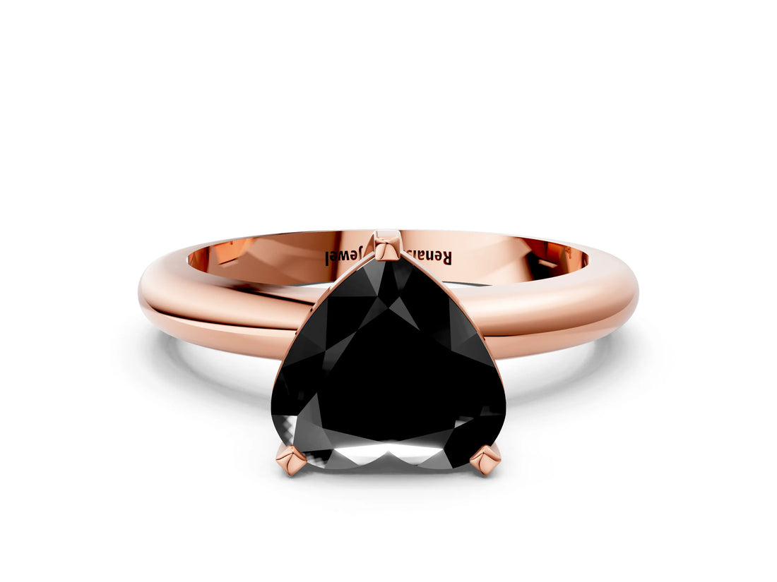 Rose gold Fancy Black Heart Cut Diamond Solitaire Engagement Ring with Round Band and Four-Prong Setting_84