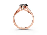 Rose gold Fancy Black Heart Cut Diamond Solitaire Engagement Ring with Split Shank Pavé Band_15