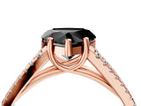 Rose gold Fancy Black Heart Cut Diamond Solitaire Engagement Ring with Split Shank Pavé Band_16