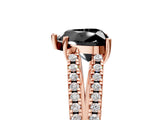 Rose gold Fancy Black Heart Cut Diamond Solitaire Engagement Ring with Split Shank Pavé Band_17