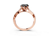 Rose gold Fancy Black Heart Cut Diamond Solitaire Engagement Ring with Twisted Pavé Band and Four-Prong Setting_27