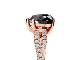Rose gold Fancy Black Heart Cut Diamond Solitaire Engagement Ring with Twisted Pavé Band and Four-Prong Setting_29