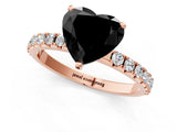 Rose gold Fancy Black Heart Cut Diamond Solitaire Pavé Band with Four-Prong Setting_1