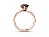 Rose gold Fancy Black Heart Cut Diamond Solitaire Pavé Band with Four-Prong Setting_3