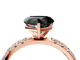 Rose gold Fancy Black Heart Cut Diamond Solitaire Pavé Band with Four-Prong Setting_4