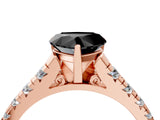 Rose gold Fancy Black Heart Cut Diamond Solitaire Ring with Cathedral Setting and Pavé Band_4