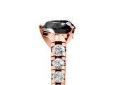 Rose gold Fancy Black Heart Cut Diamond Solitaire Ring with Cathedral Setting and Pavé Band_5