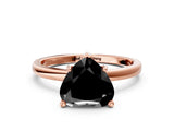 Rose gold Fancy Black Heart Cut Diamond Solitaire Ring with Classic Band and Four-Prong Setting