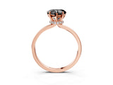 Rose gold Fancy Black Heart Cut Diamond Solitaire Ring with Classic Band and Four-Prong Setting_3