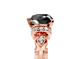 Rose gold Fancy Black Heart Cut Diamond Solitaire Ring with Filigree Band and Four-Prong Setting_5
