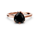 Rose gold Fancy Black Heart Cut Diamond Solitaire Ring with Flower Prong Setting and Classic Band_12