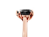 Rose gold Fancy Black Heart Cut Diamond Solitaire Ring with Flower Prong Setting and Classic Band_17