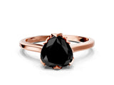 Rose gold Fancy Black Heart Cut Diamond Solitaire Ring with Flower Prong Setting and Classic Band_36