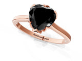 Rose gold Fancy Black Heart Cut Diamond Solitaire Ring with Flower Prong Setting and Classic Band_37