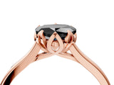Rose gold Fancy Black Heart Cut Diamond Solitaire Ring with Flower Prong Setting and Classic Band_40