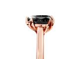 Rose gold Fancy Black Heart Cut Diamond Solitaire Ring with Flower Prong Setting and Classic Band_41