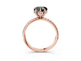 Rose gold Fancy Black Heart Cut Diamond Solitaire Ring with Four-Prong Setting and Pavé Band_6
