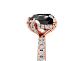 Rose gold Fancy Black Heart Cut Diamond Solitaire Ring with Four-Prong Setting and Pavé Band_8