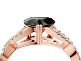 Rose gold Fancy Black Heart Cut Diamond Solitaire Ring with Four-Prong Setting and Twisted Pavé Band_4