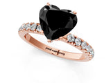 Rose gold Fancy Black Heart Cut Diamond Solitaire Ring with Pavé Accents and Four-Prong Setting_1