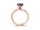 Rose gold Fancy Black Heart Cut Diamond Solitaire Ring with Pavé Accents and Four-Prong Setting_3