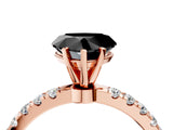 Rose gold Fancy Black Heart Cut Diamond Solitaire Ring with Pavé Accents and Four-Prong Setting_4