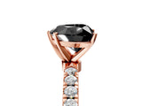 Rose gold Fancy Black Heart Cut Diamond Solitaire Ring with Pavé Accents and Four-Prong Setting_5