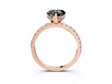 Rose gold Fancy Black Heart Cut Diamond Solitaire Ring with Pavé Band and Four-Prong Setting_3