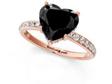 Rose gold Fancy Black Heart Cut Diamond Solitaire Ring with Pavé Band and Hidden Halo_49
