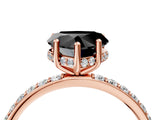 Rose gold Fancy Black Heart Cut Diamond Solitaire Ring with Pavé Band and Hidden Halo_52