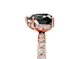 Rose gold Fancy Black Heart Cut Diamond Solitaire Ring with Pavé Band and Hidden Halo_53