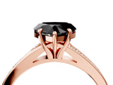 Rose gold Fancy Black Heart Cut Diamond Solitaire Ring with Pavé Band and Prong Setting_16