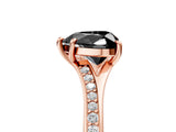 Rose gold Fancy Black Heart Cut Diamond Solitaire Ring with Pavé Band and Prong Setting_17