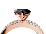Rose gold Fancy Black Heart Cut Diamond Solitaire Ring with Pavé and Channel Set Band_4