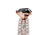 Rose gold Fancy Black Heart Cut Diamond Solitaire Ring with Pavé and Channel Set Band_5