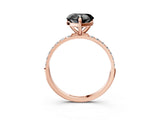 Rose gold Fancy Black Heart Cut Diamond Solitaire Ring with Pave Band and Four Prong Setting_15