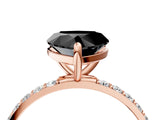 Rose gold Fancy Black Heart Cut Diamond Solitaire Ring with Pave Band and Four Prong Setting_16