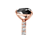 Rose gold Fancy Black Heart Cut Diamond Solitaire Ring with Pave Band and Four Prong Setting_17