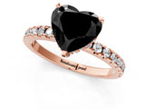 Rose gold Fancy Black Heart Cut Diamond Solitaire Ring with Round  Pavé Band and Four-Prong Setting_37