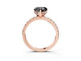 Rose gold Fancy Black Heart Cut Diamond Solitaire Ring with Round  Pavé Band and Four-Prong Setting_39