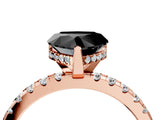 Rose gold Fancy Black Heart Cut Diamond Solitaire Ring with Round  Pavé Band and Four-Prong Setting_40