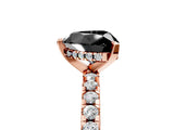 Rose gold Fancy Black Heart Cut Diamond Solitaire Ring with Round  Pavé Band and Four-Prong Setting_41