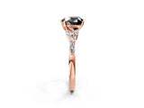 Rose gold Fancy Black Heart Cut Diamond Solitaire Ring with Side Stones and Four-Prong Setting_14