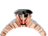 Rose gold Fancy Black Heart Cut Diamond Solitaire Ring with Side Stones and Four-Prong Setting_16