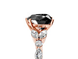 Rose gold Fancy Black Heart Cut Diamond Solitaire Ring with Side Stones and Four-Prong Setting_17