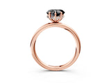 Rose gold Fancy Black Heart Cut Diamond Solitaire Ring with Thin Band and Four-Prong Setting_3