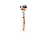 Rose gold Fancy Black Heart Cut Diamond Solitaire with Side Baguettes and Channel Set Band_2